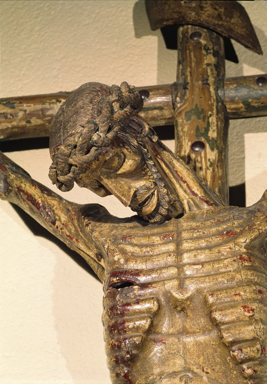 Cristo na cruz, chamado Le Devot Christ, 1307 (madeira) (detalhe) de German School