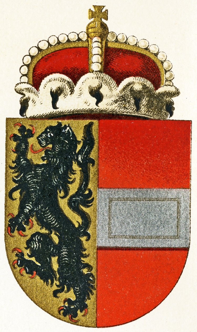 Brasão de armas de Salzburgo, com um chapéu de príncipes repousando sobre o escudo, c.1898 de German School