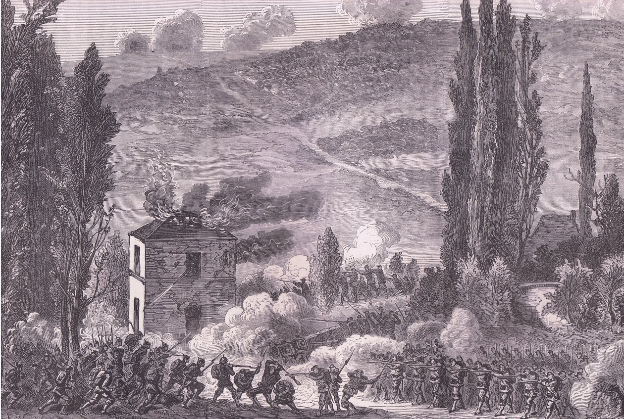 Combat at Chatillon, Cassells History of the War between France and Germany publicado por Cassell and Company Limited, c.1890 (litho) de German School