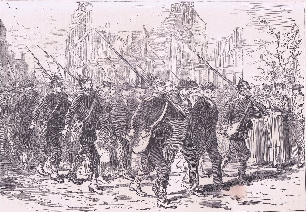 Caravana de prisioneiros, História da Guerra entre a França e a Alemanha publicado por Cassell and Company Limited, c.1890 (litho) de German School