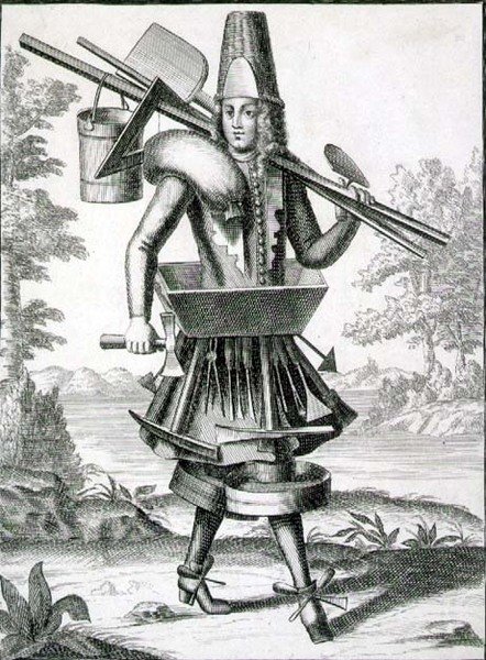 Figurino para um maçom, pub. de Gerard Valck (1651/2-1726) c.1690 (gravura) de German School