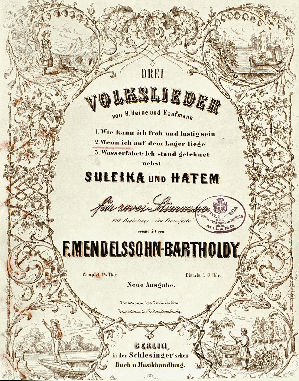 Capa do resultado de Três canções populares por Felix Mendelssohn de German School