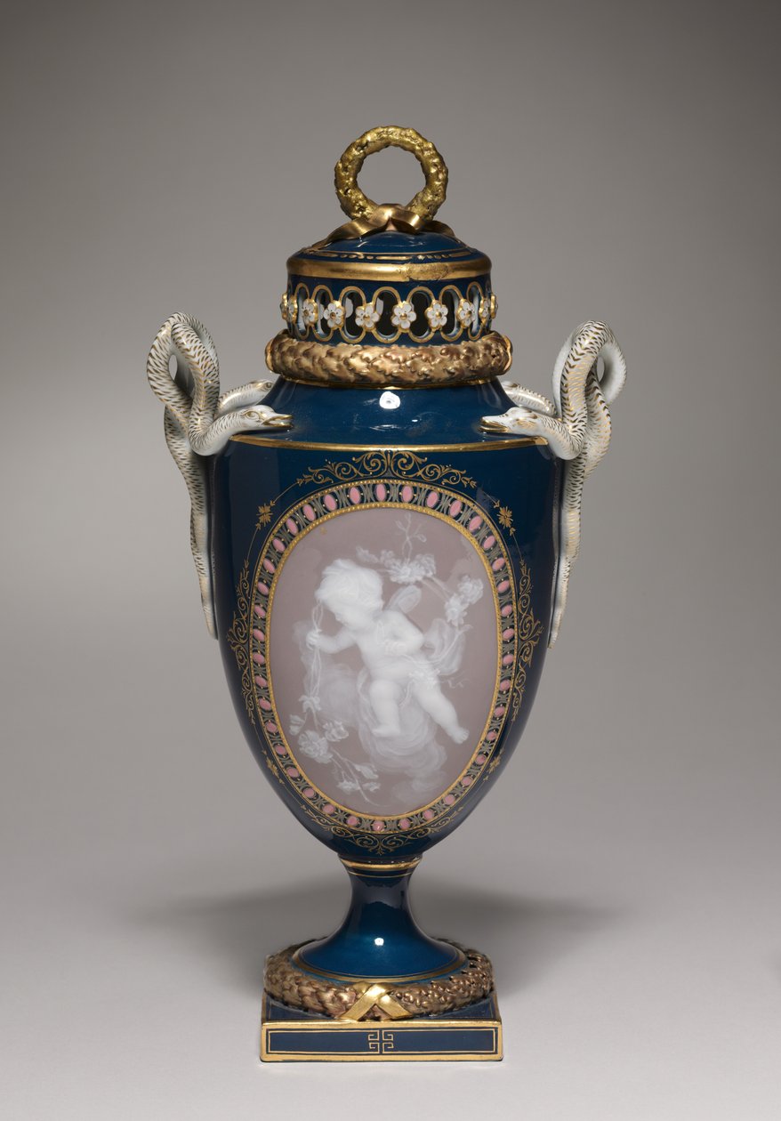 Vaso coberto, fabricado pela Meissen Porcelain Factory, Alemanha, 1881 de German School