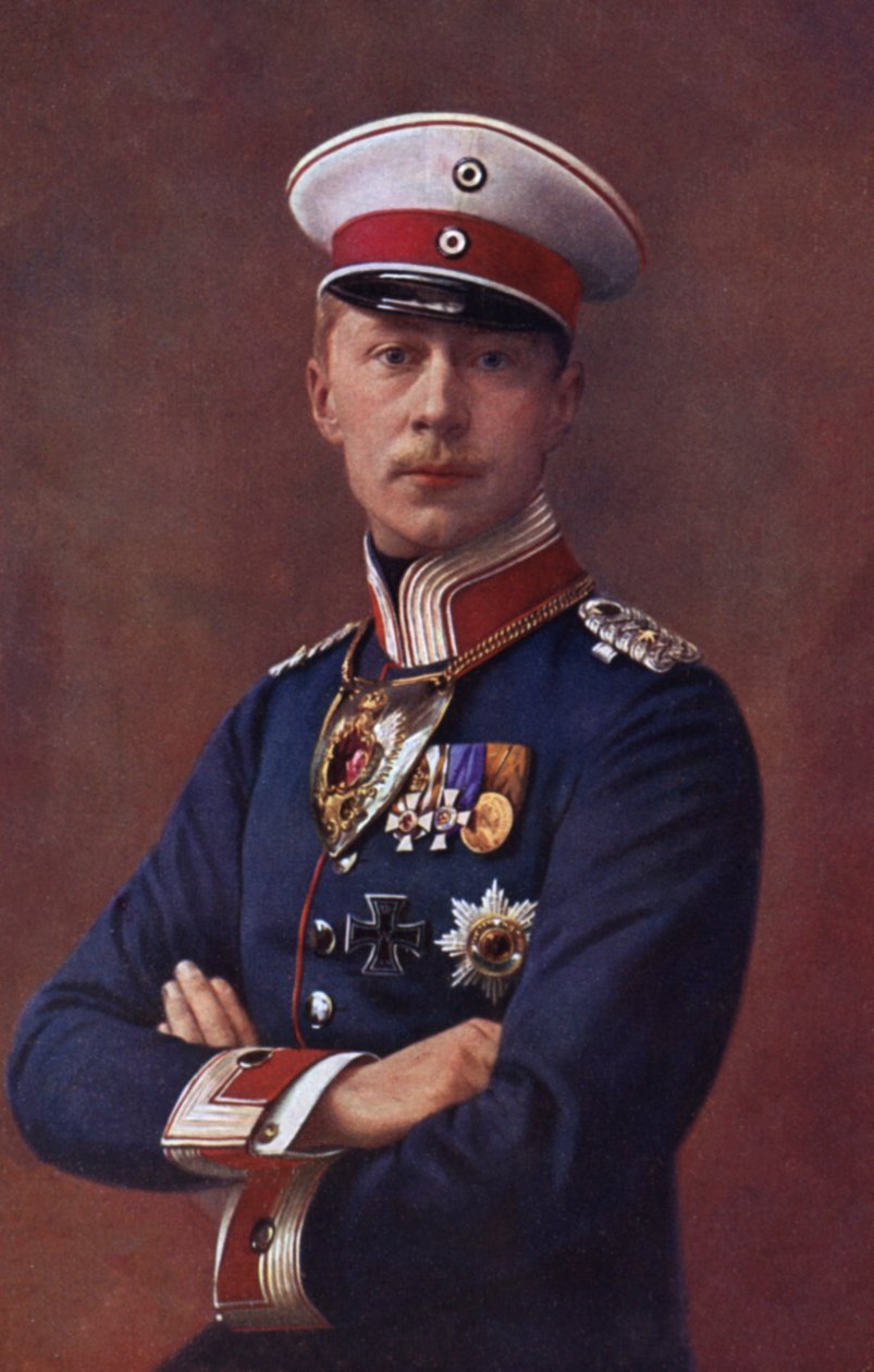 Príncipe herdeiro Wilhelm, filho mais velho do Kaiser Wilhelm II da Alemanha (litografia a cores) de German School