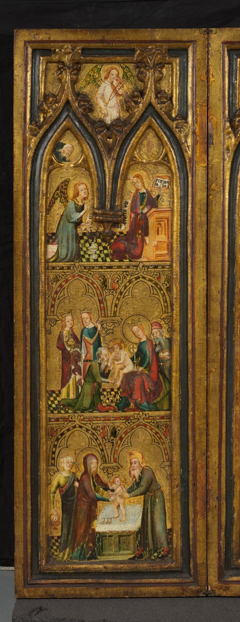 Tríptico da crucificação (anteriormente conhecido como Tríptico Estouteville) (ala esquerda), c.1374 (tempera no painel) de German School