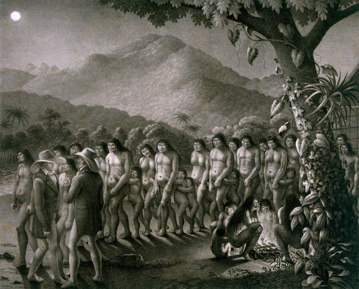 Dança da Tribo Puri, ilustração do Atlas de uma Viagem no Brasil de German School