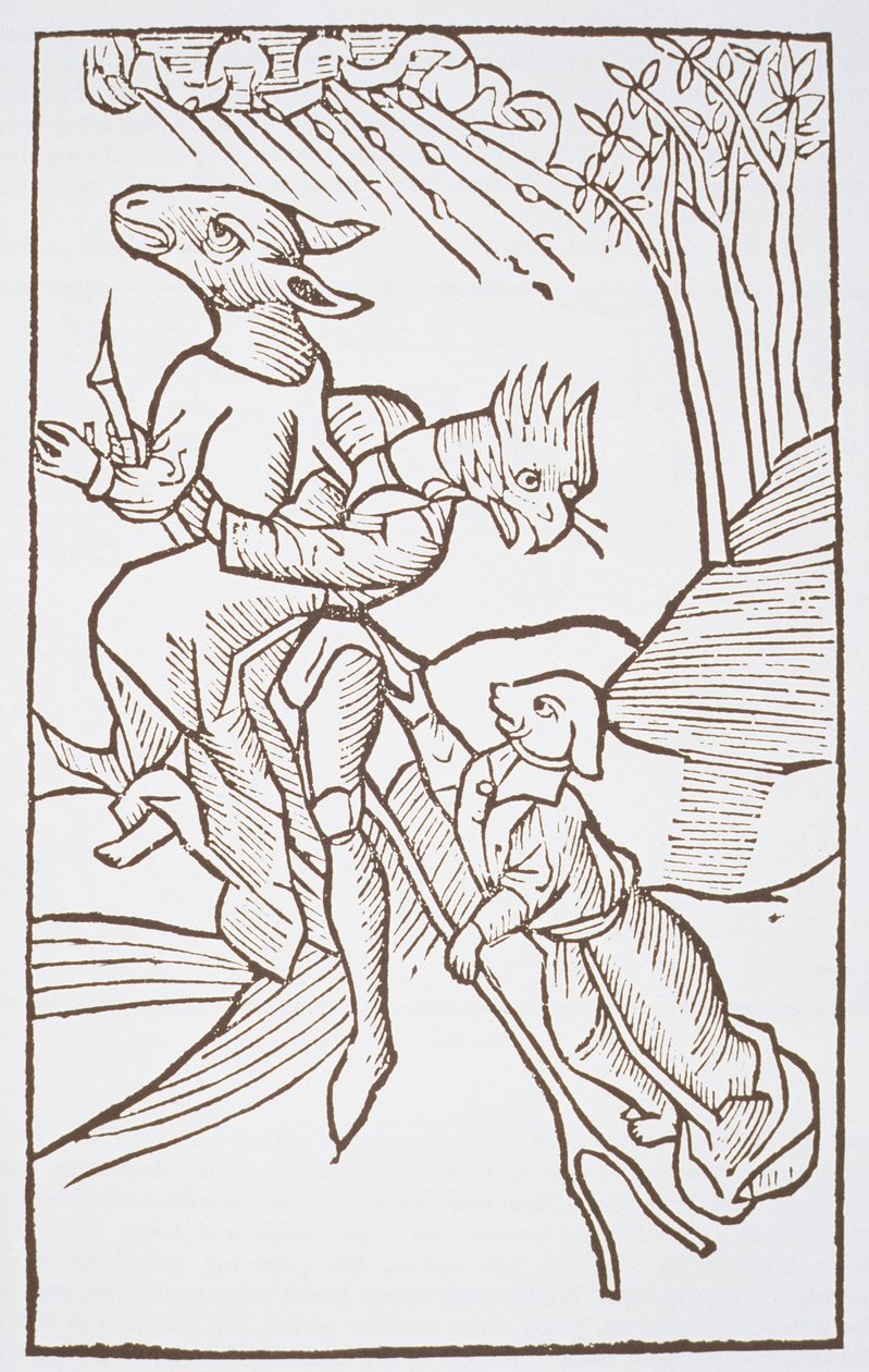 Partida para o sábado, cópia de uma ilustração de von den Unholden oder Hexen por Ulrich Molior, Constanz 1489, usada em uma História da Magia, publicada no final do século XIX de German School