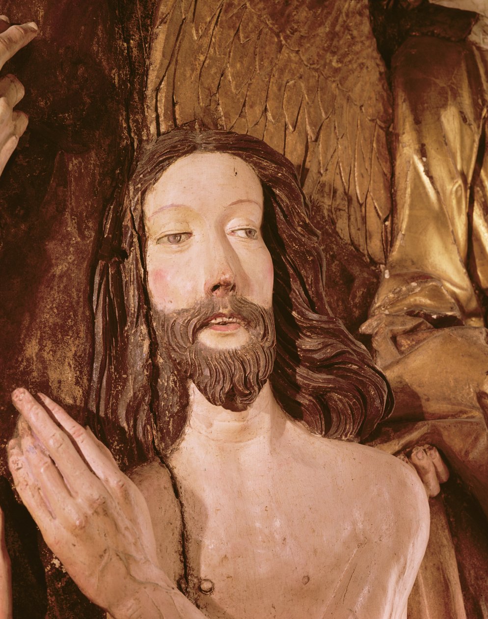 Detalhe do Baptismo de Cristo (madeira policromada) de German School
