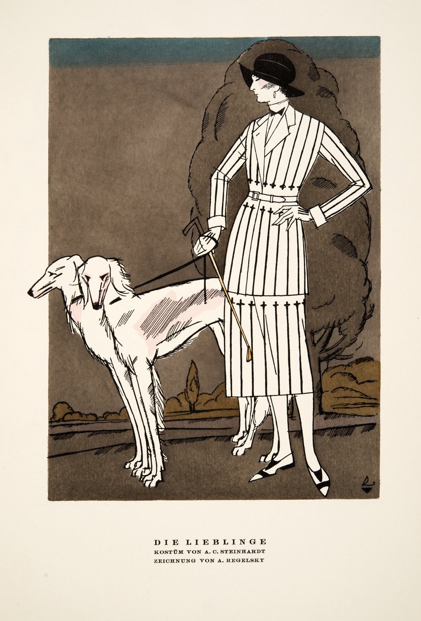 Die Lieblinge", anúncio de Fashion de A C Steinhardt, de Styl, pub.1922 (impressão pochoir) de German School