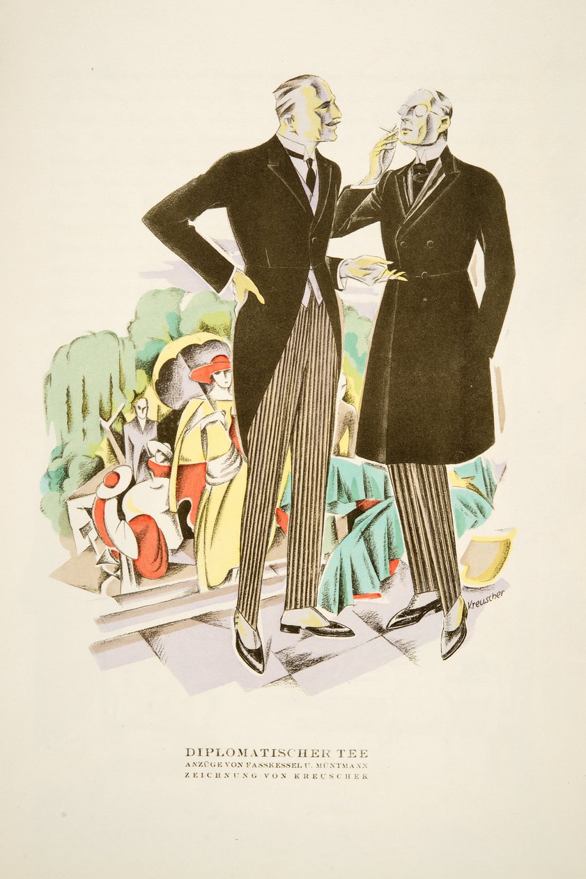 Diplomatischer Tee, ternos de Fasskessel U. Muntmann, de Styl, pub.1922 (pochoir print) de German School