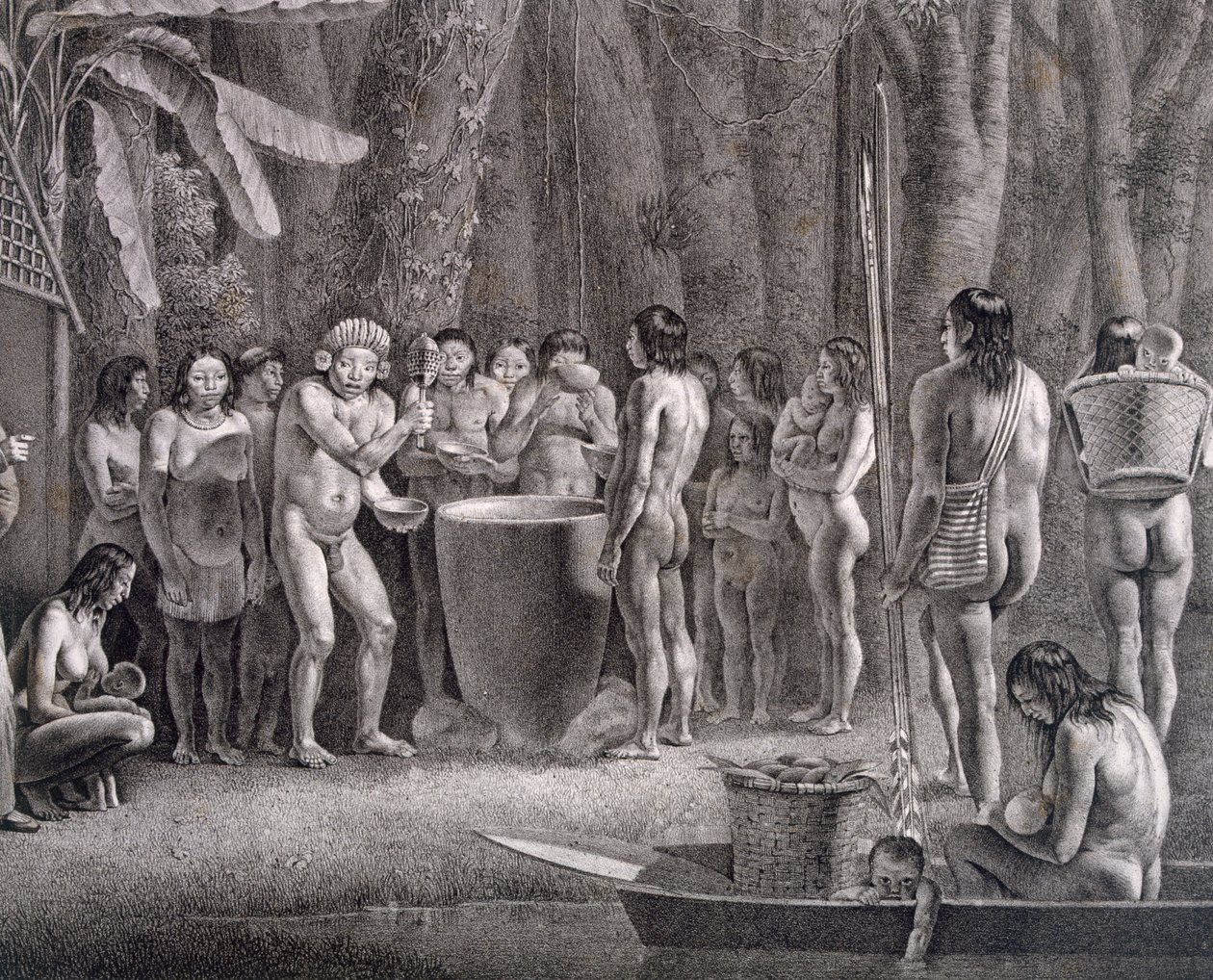 Festival de beber da tribo dos Coroados, c.1835-50 de German School