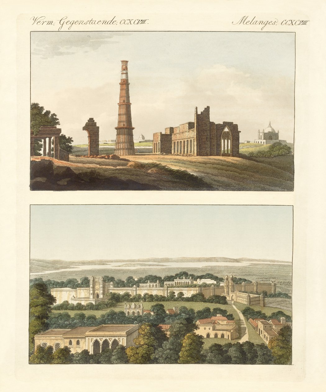 Edifícios das Índias Orientais (gravura colorida) de German School