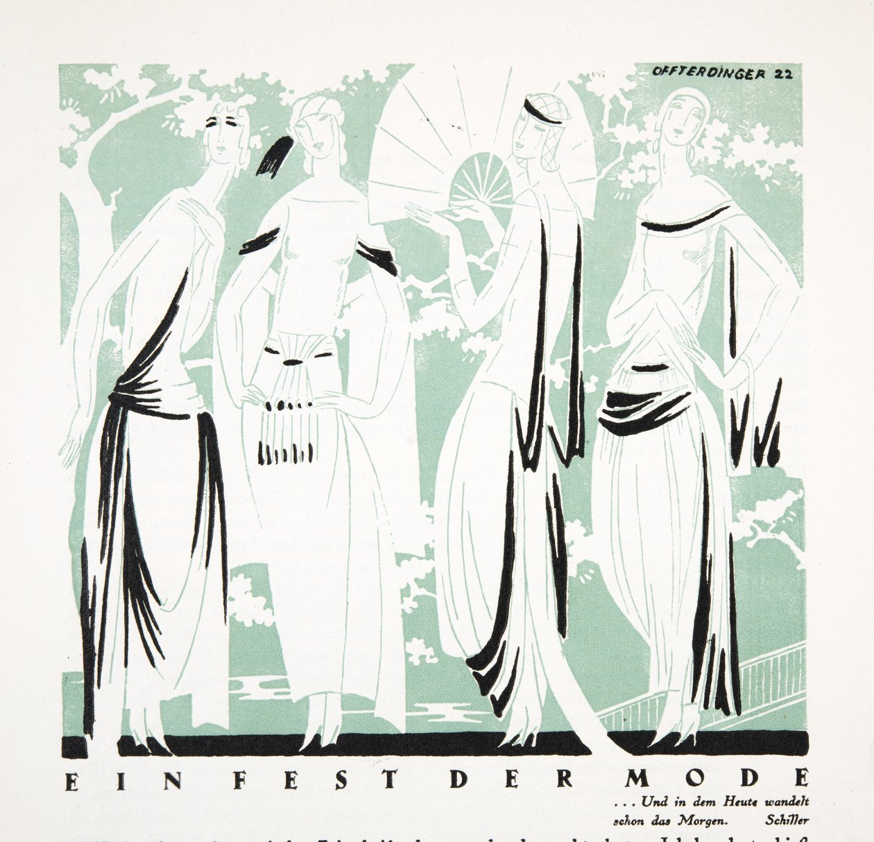 Ein Fest der Mode, de Styl, pub.1922 (impressão em pochoir) de German School