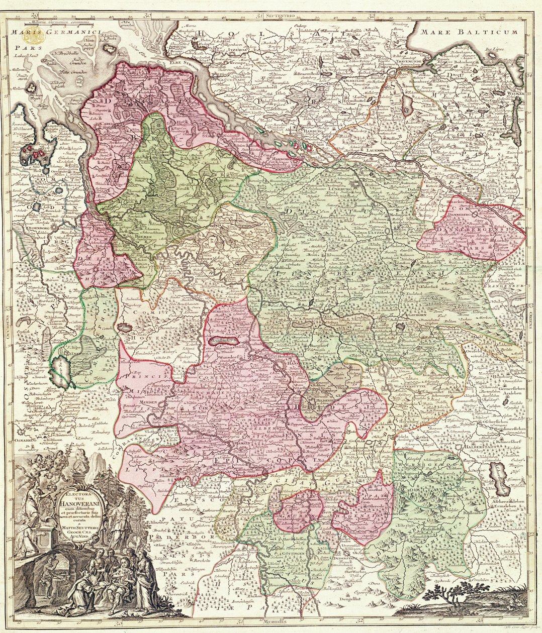 Eleitorado de Hanover (gravura a cores) de German School
