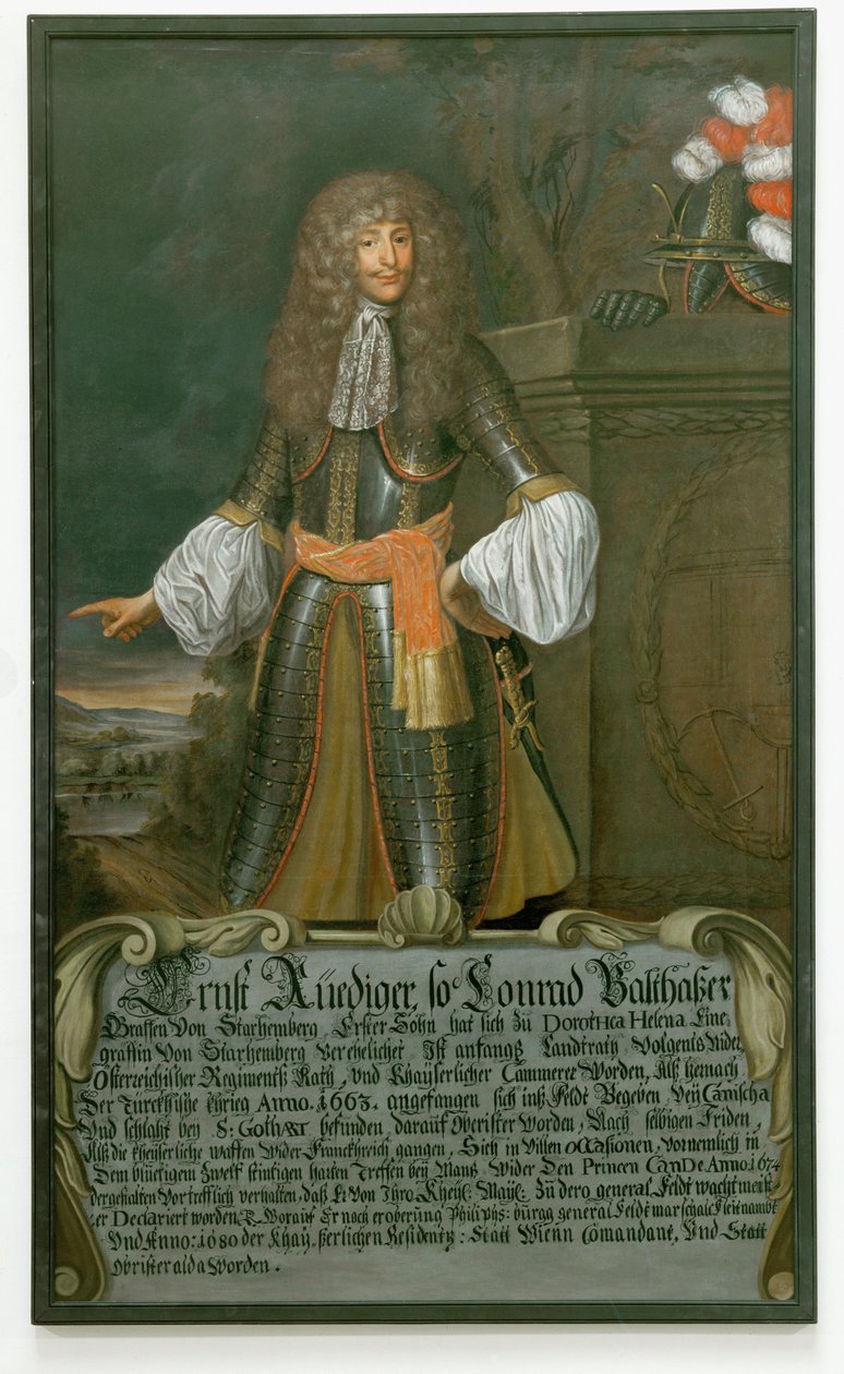 Ernst Ruediger, conde de Starhemberg, marechal de campo e comandante de Viena durante o cerco turco de 1683 ... (óleo sobre tela) de German School