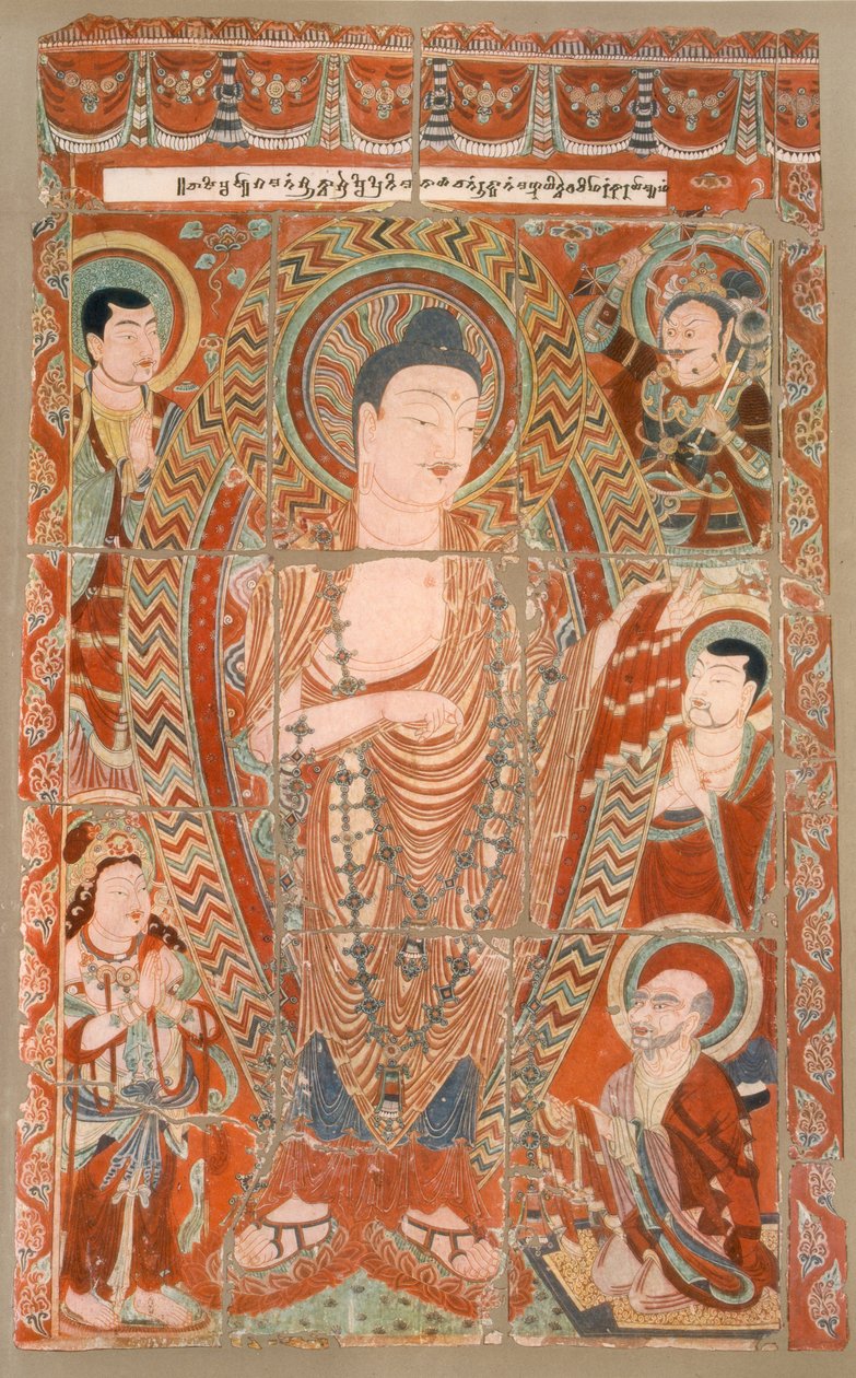 Fac-símile das pinturas do templo das cavernas agora no Museu Koeniglichen, Berlim, final do século XIX e início do século XX de German School