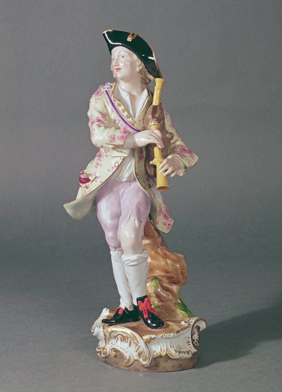 Figura de um galante com tubos, Meissen, c.1850 (cerâmica) de German School