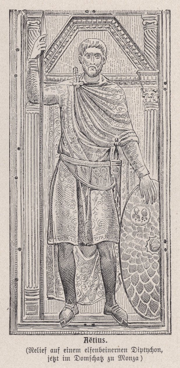 Flavius Aetius, general romano (gravura) de German School