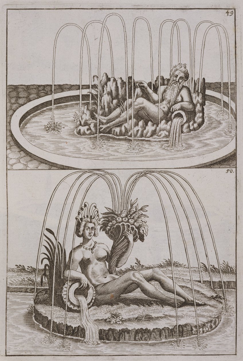 Fontes, da Architectura Curiosa Nova por Georg Andreas Bockler (1617-85), publicado em 1704 de German School