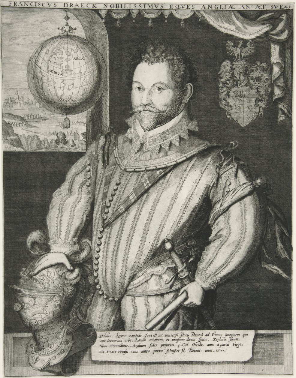 Francis Drake, pub. Século XIX (gravura) de German School