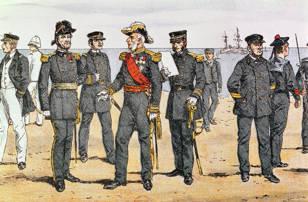 Uniformes da Marinha Francesa, final do século XIX de German School