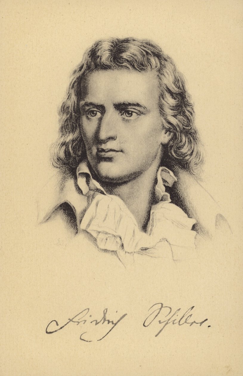 Friedrich von Schiller (1759-1805), poeta, filósofo, historiador e dramaturgo alemão (litografia) de German School