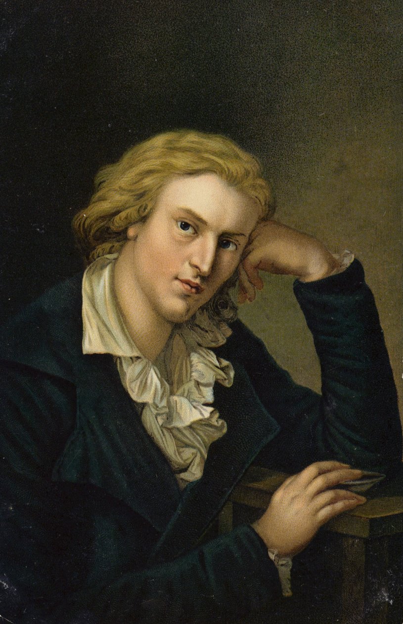 Friedrich von Schiller (1759-1805), poeta, filósofo, historiador e dramaturgo alemão (cromolito) de German School