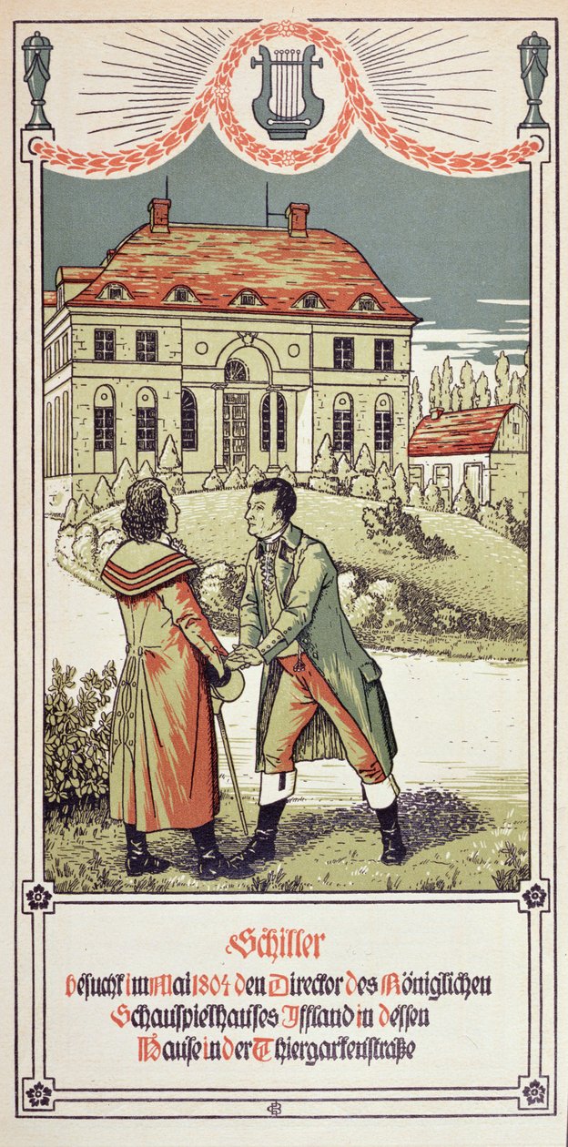 Friedrich von Schiller (1759-1805) visita o diretor do Teatro Real em Berlim em maio de 1804, 1906 de German School