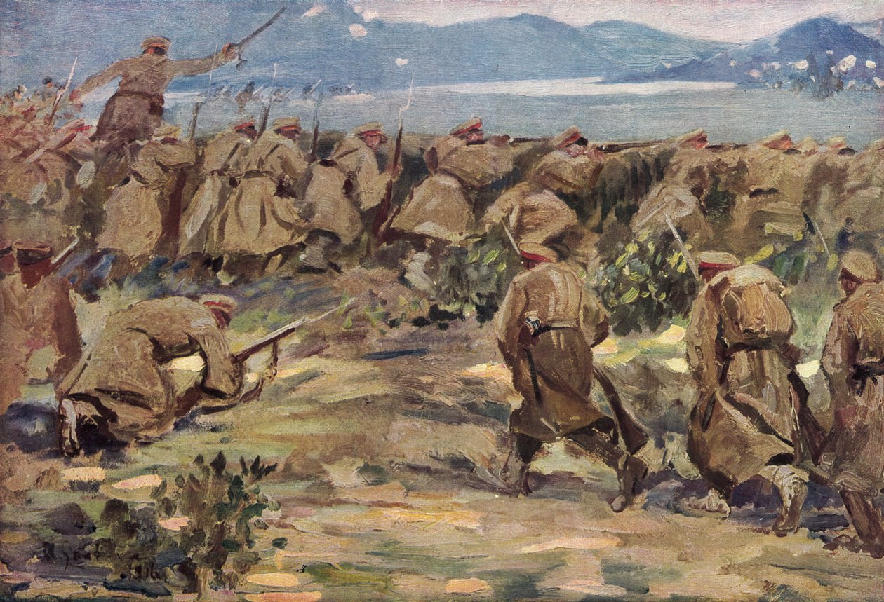 De um campo de batalha na Macedónia (litografia a cores) de German School