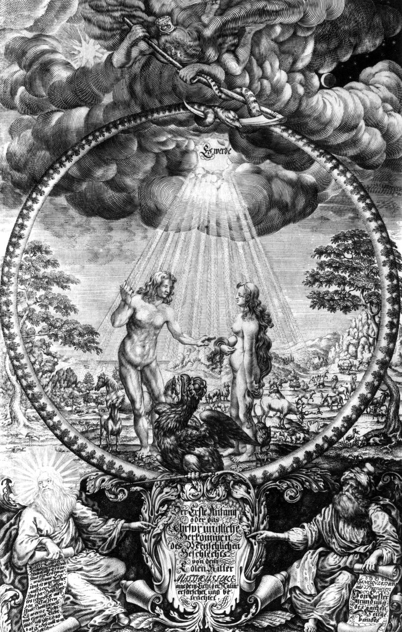 Frontispício da edição alemã de Matthew Hale "A Originação Primitiva da Humanidade, Considerada e Examinada de Acordo com a Luz da Natureza" de German School