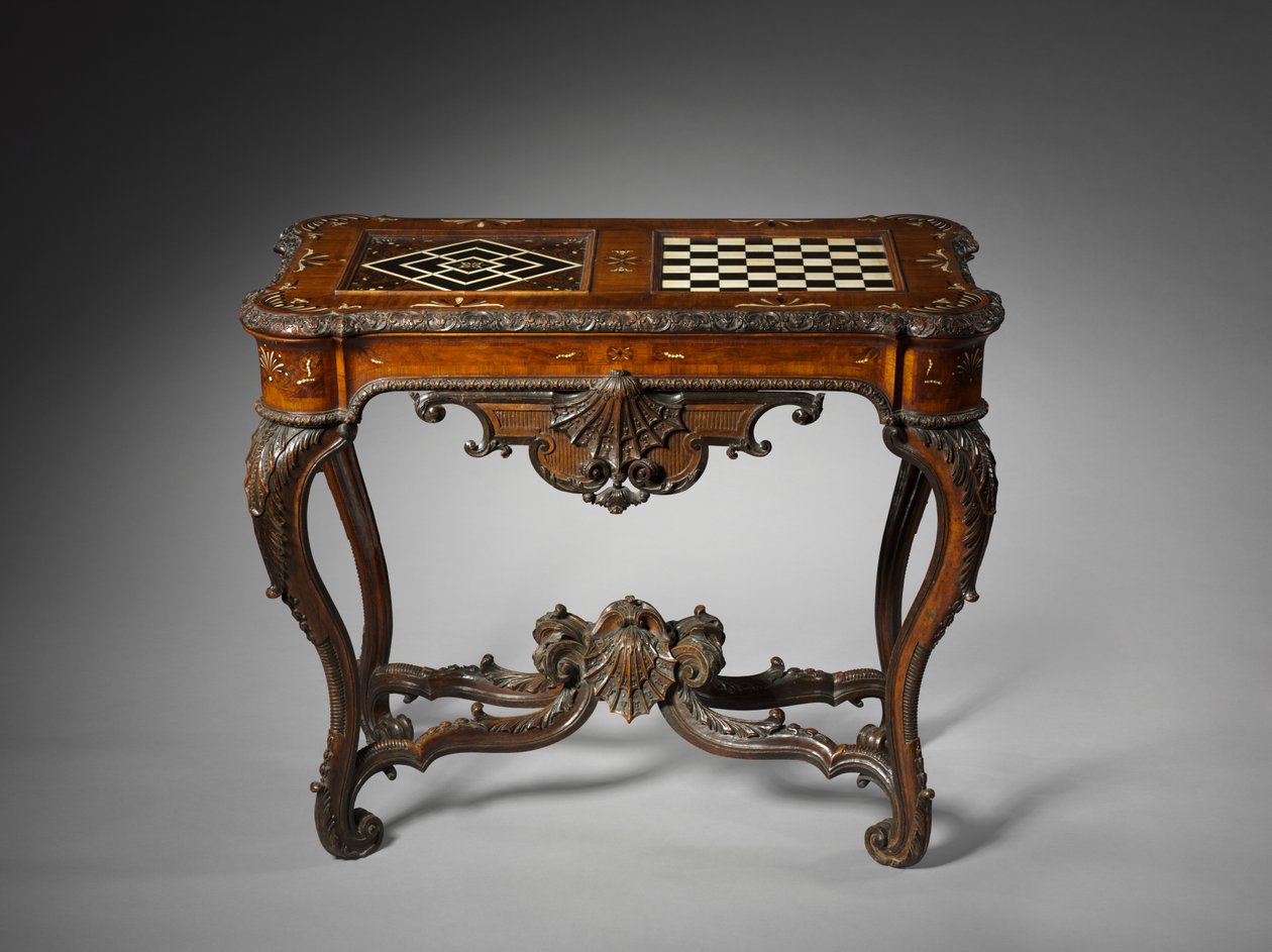 Mesa de Jogo, Mainz, c.1735 (madeira e marchetaria de marfim) de German School