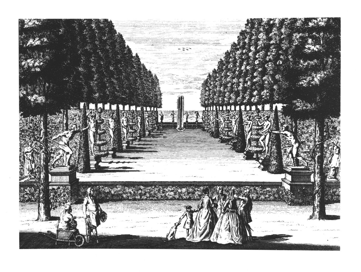 Garden Theater em Herrenhausen, gravado por Joost Van Sasse (1716-36) de German School