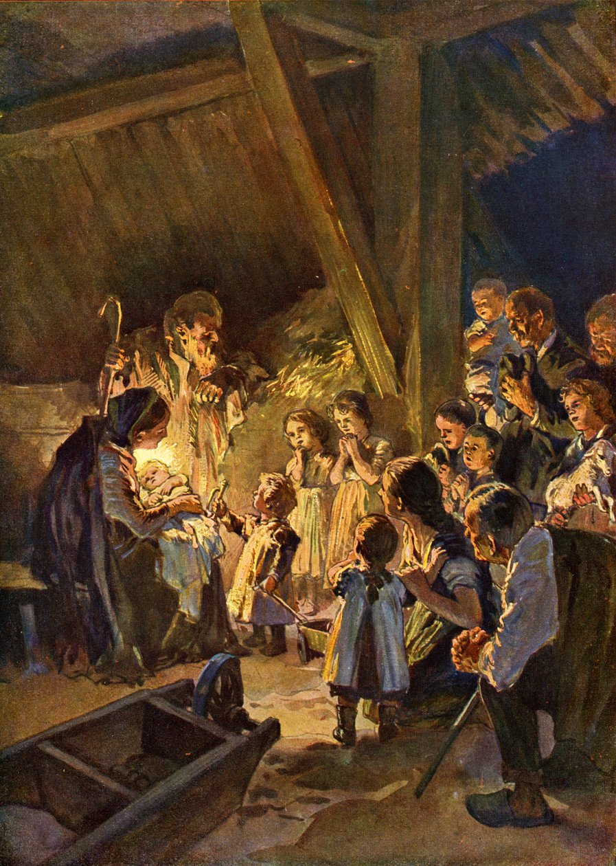 Cena de Natal alemã com crianças, c.1908 (gravura) de German School