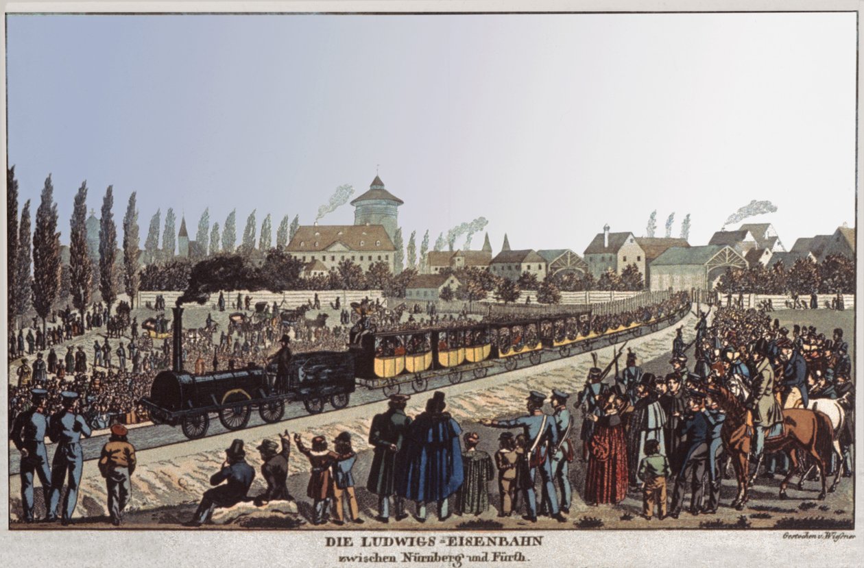 Ferrovias Alemãs. c.1830-1840 (gravura) de German School