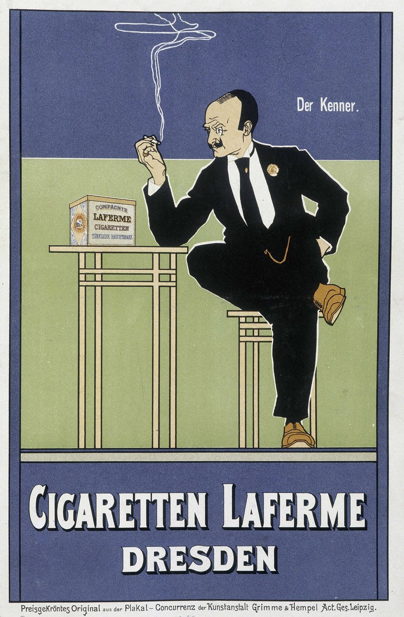 Anúncio alemão para cigarros Laferme de German School