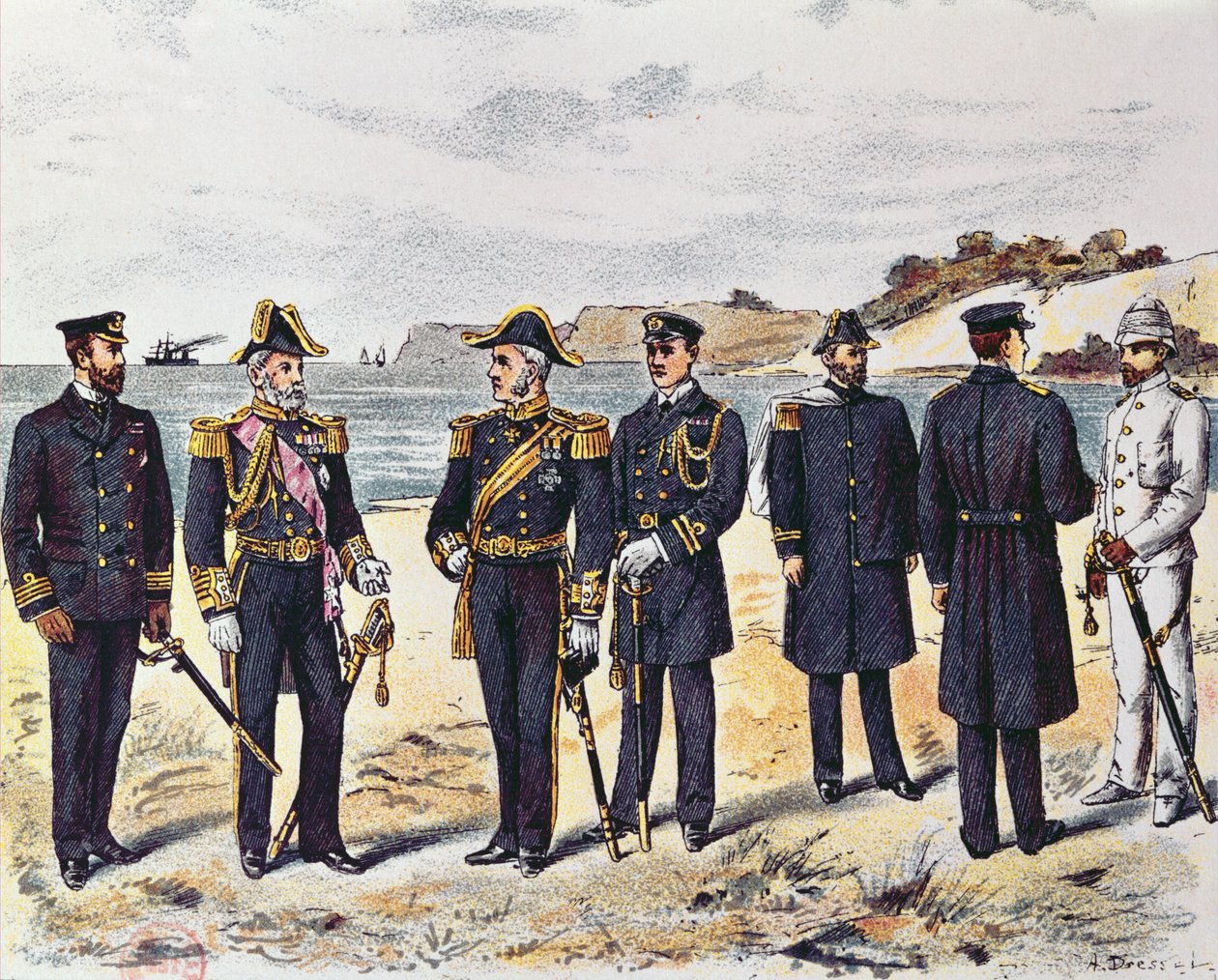 Uniformes navais alemães, final do século XIX de German School