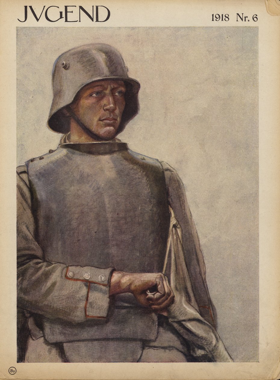 Soldado alemão, Primeira Guerra Mundial (litografia a cores) de German School