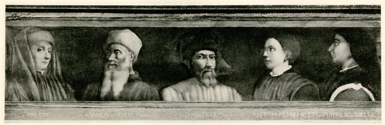 Giotto di Bondone (1267 - 1337), Paolo Uccello (1397 - 1475), Donatello (1386 - 1466), Antonio Manetti (1402 - 1460), Filippo di der Brunellesco (1377 - 1466) de German School