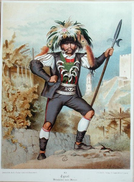 Guardar as vinhas em Meran no Tirol (cor litho) de German School