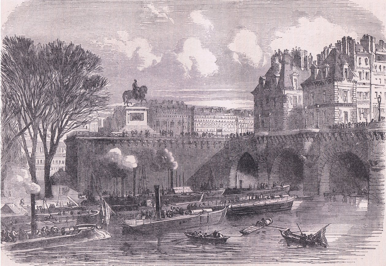 Gun boats on the Seine, Cassells History of the War between France and Germany publicado pela Cassell and Company Limited, c.1890 (litho) de German School
