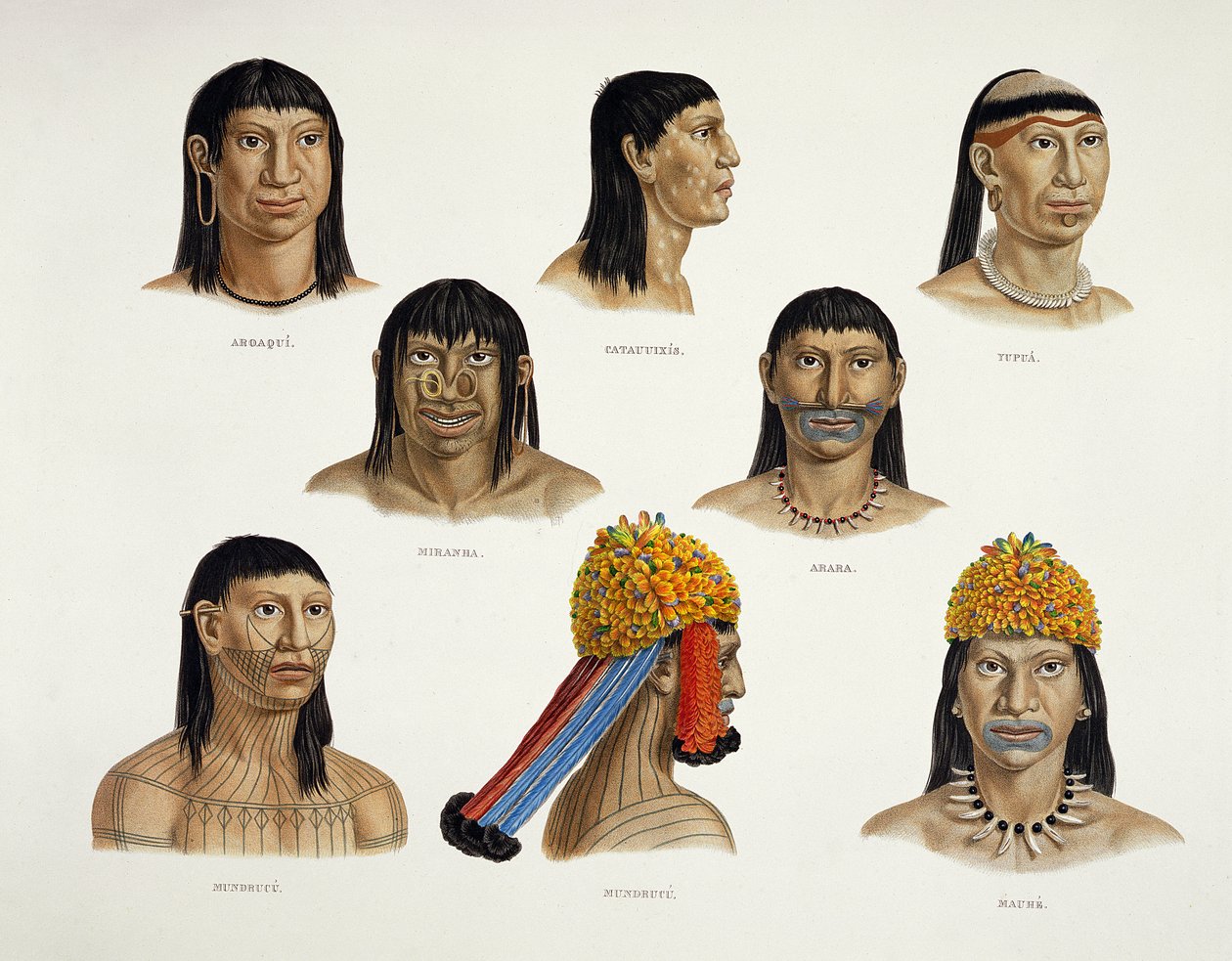 Chefes de índios sul-americanos, da Travels in Brazil (veja detalhes em 92095) de German School