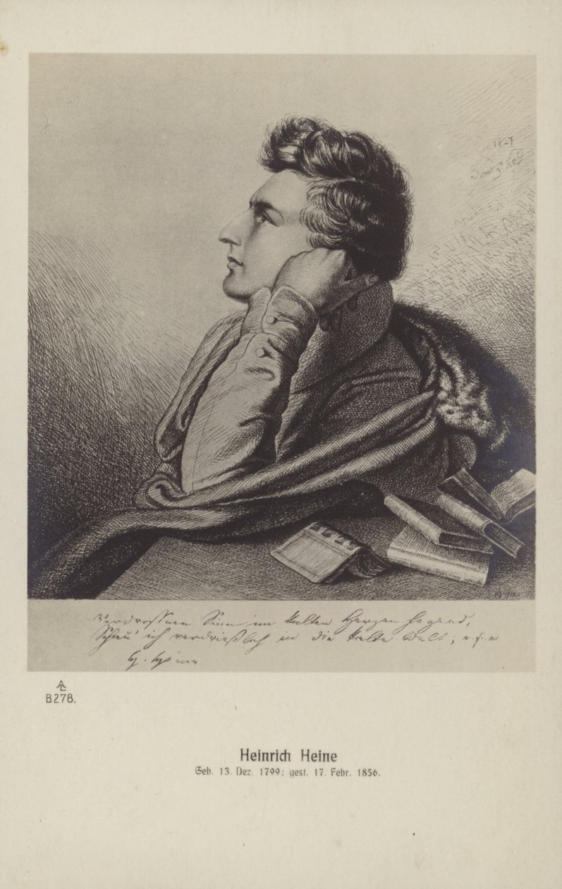 Heinrich Heine (1797-1856), poeta alemão (litografia) de German School