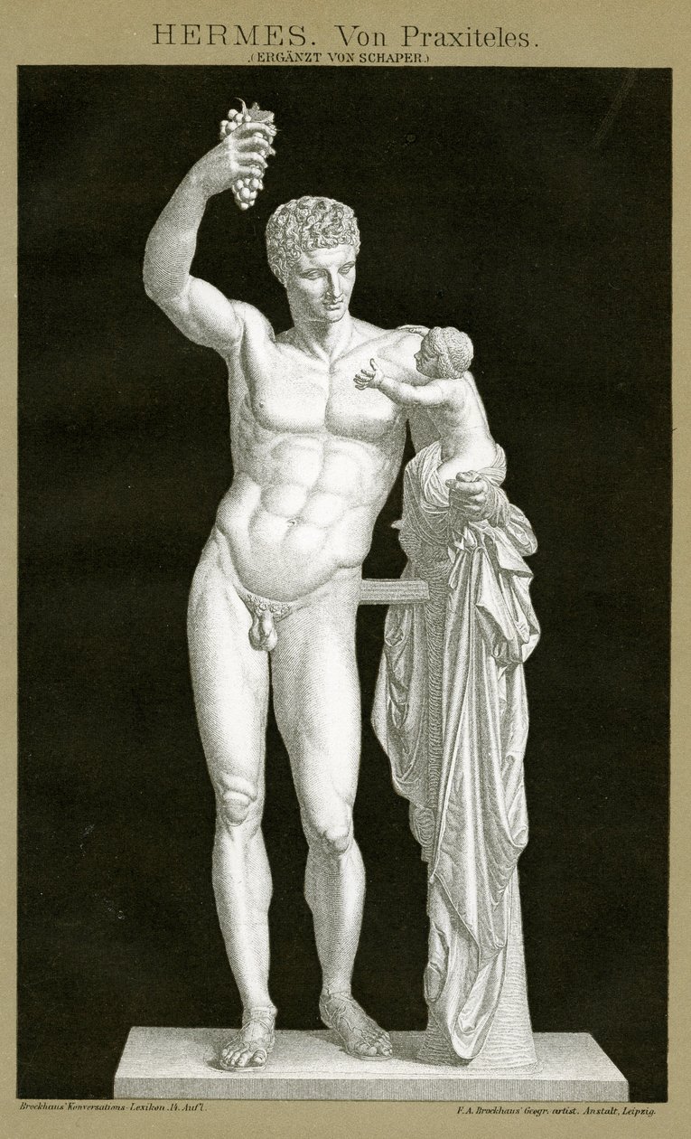 Hermes e o Infante Dionysos atribuído a Praxiteles c.1895 (cromolitografia a cores) de German School