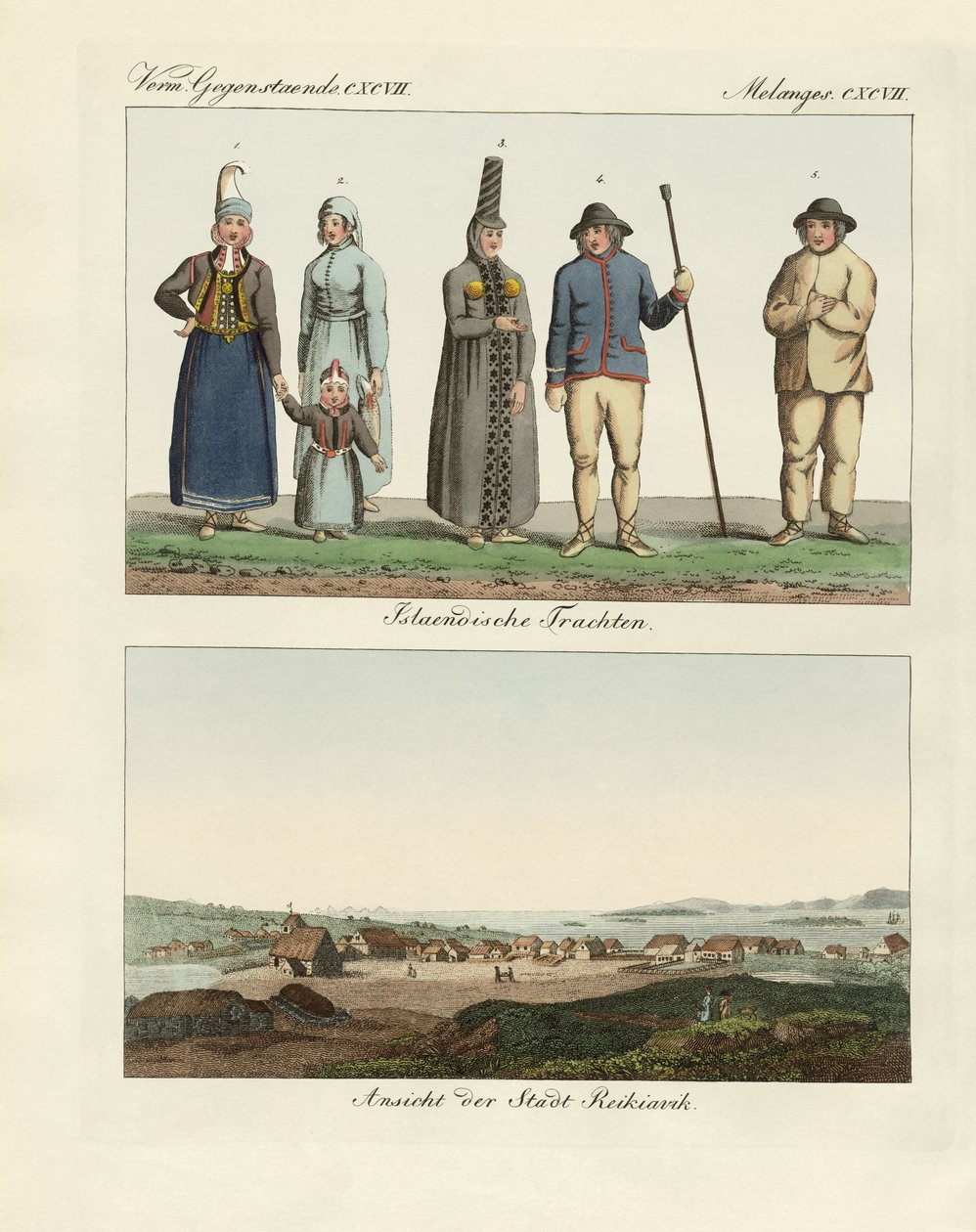 Vestidos islandeses (gravação a cores) de German School