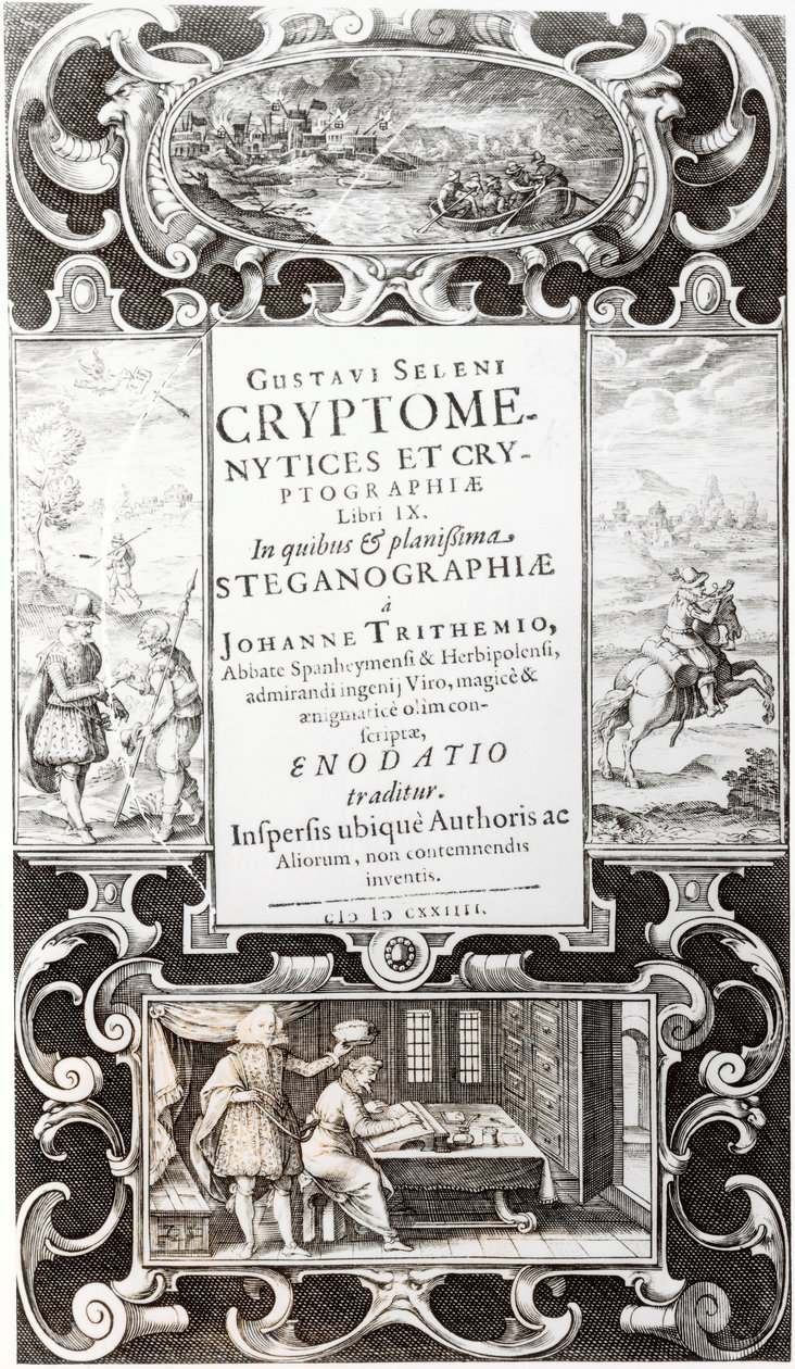Ilustração do Livro 9 de Criptnotysis and Cryptography por Gustavus Selenus (Augustus, Duque de Brunswick), 1624 de German School
