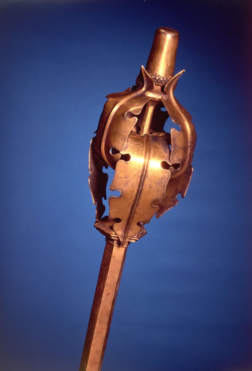 Ceptro Imperial do Sacro Império Romano, Alemanha Ocidental, início do século XIV (prata dourada) de German School