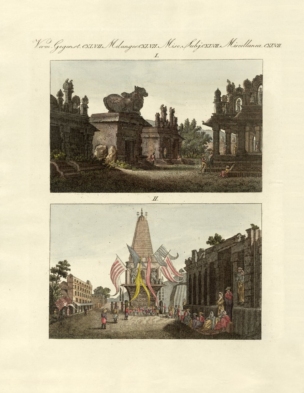 Curiosidades dos índios (gravura colorida) de German School