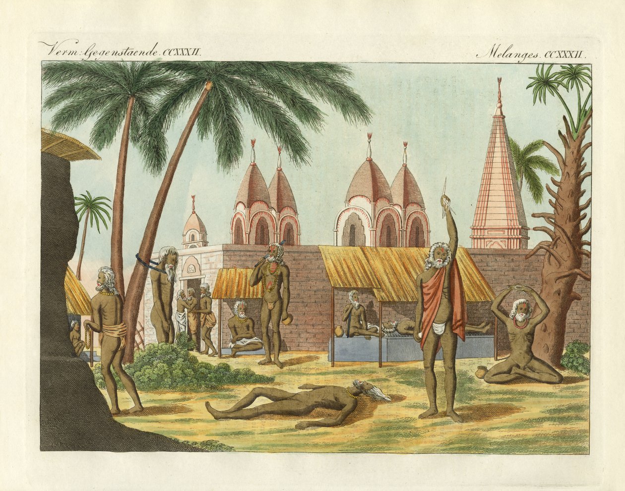 Fakirs índios (gravura colorida) de German School