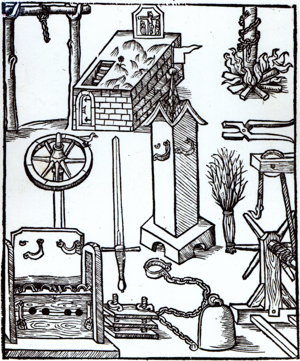 Instrumentos de Execução, Punição e Tortura, ilustração do Bamberger Halsgericht, 1507 de German School