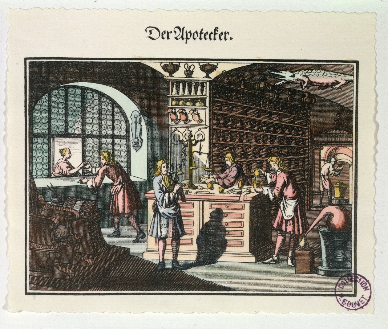 Interior de um farmacêutico, c.1700 de German School